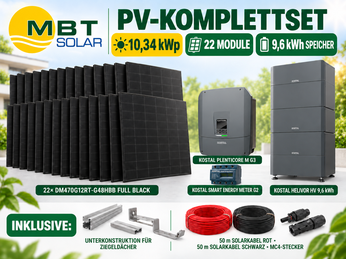 PV-Komplettset mit Speicher – 10,34 kWp inkl.9.6 kWh Speicher
