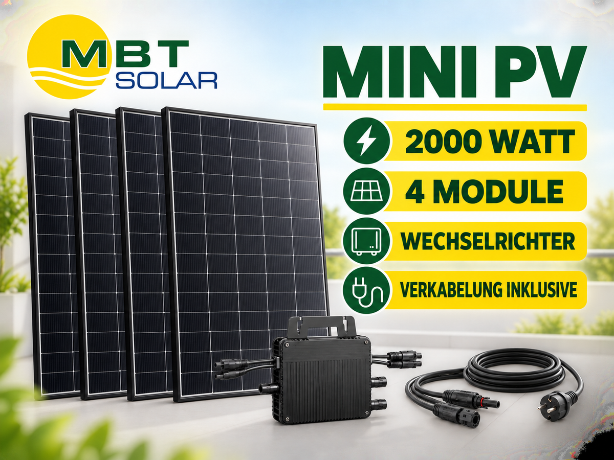 2000 Watt Balkonkraftwerk / Mini-PV Set inkl. Wechselrichter – 4 Module ab 400 Watt