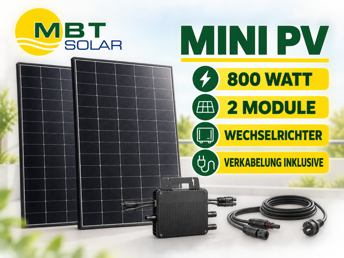 800 Watt Balkonkraftwerk / Mini-PV Set inkl. Wechselrichter – 2 Module ab 400 Watt