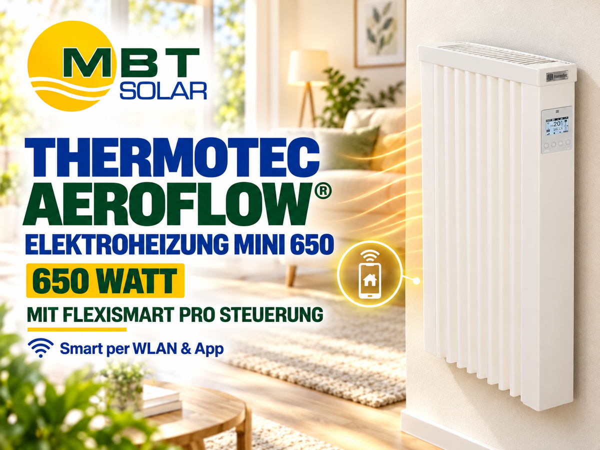 Thermotec AeroFlow® Elektroheizung MINI 650 mit FlexiSmart Pro Steuerung